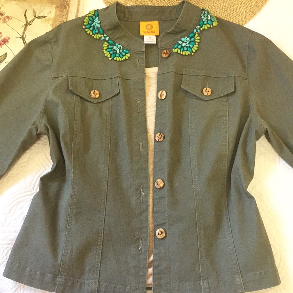 Ruby Rd. Turquoise Embellished Jacket - Picture 3 of 9